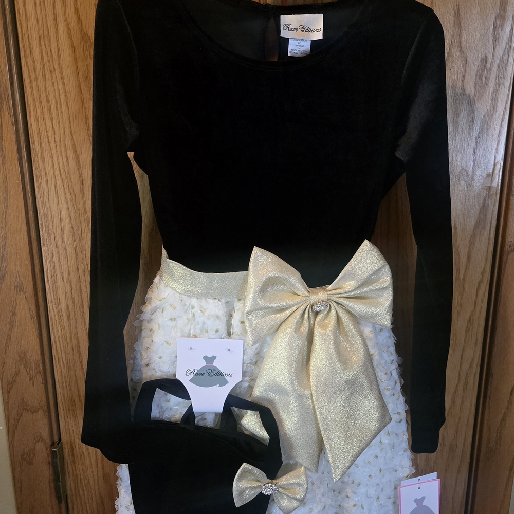 Black and Gold Dress with Bow